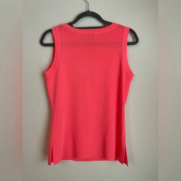Exclusively Misook women’s acrylic neon pink square sleeveless Vneck top size XS - Picture 4 of 6